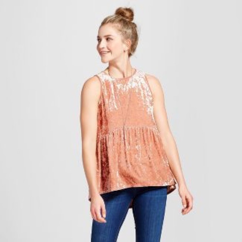 Knox Rose Velvet Peplum Top (Medium)